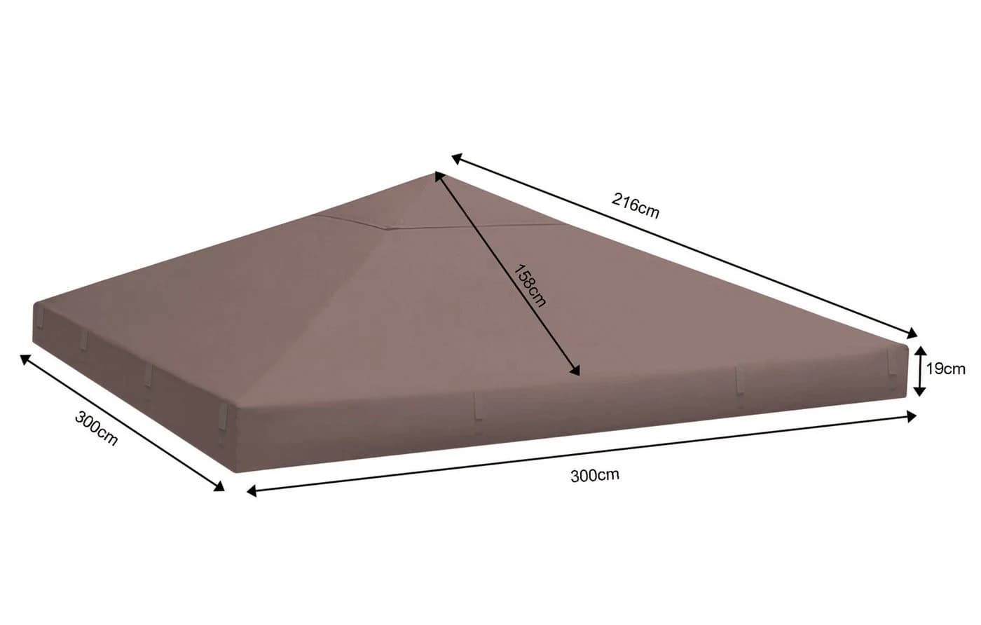 Quick Star Ersatzdach 3x3m Beigegrau Polyester PVC