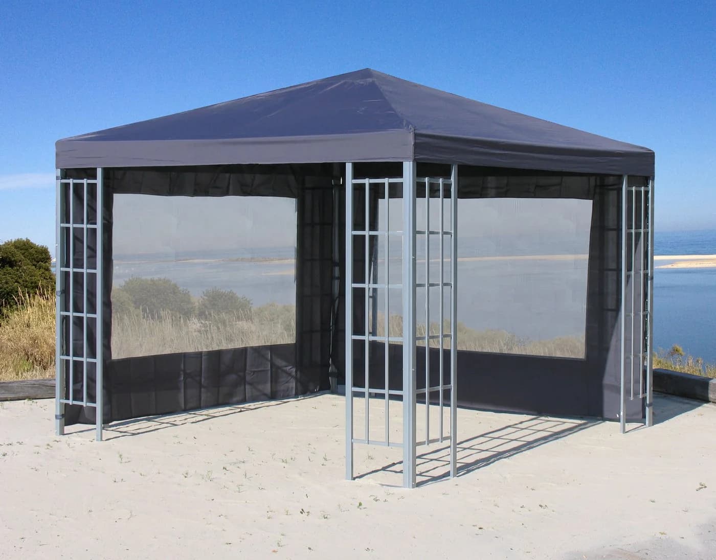 Quick Star Pavillonseitenteil 2-tlg. Anthrazit Transluzentes PE-Fenster