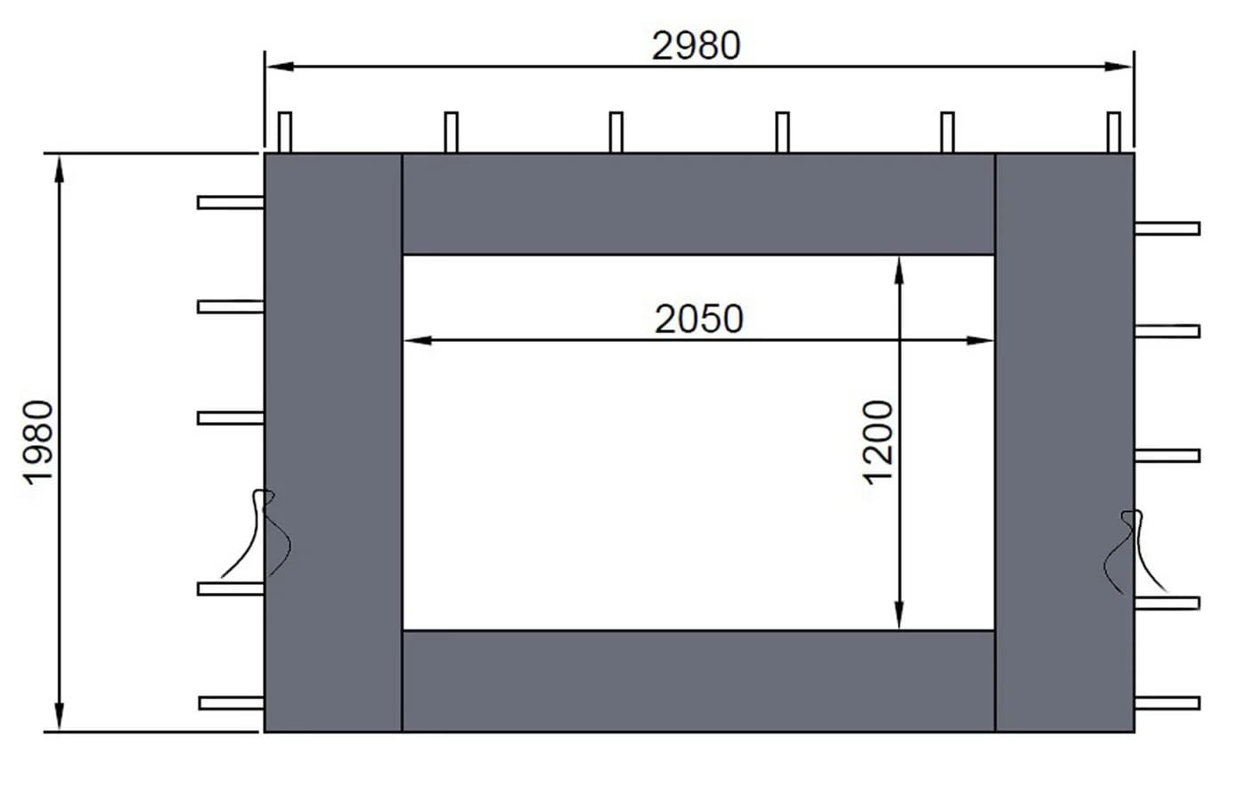 Quick Star Pavillonseitenteil 2-tlg. Anthrazit Transluzentes PE-Fenster - Bild 3