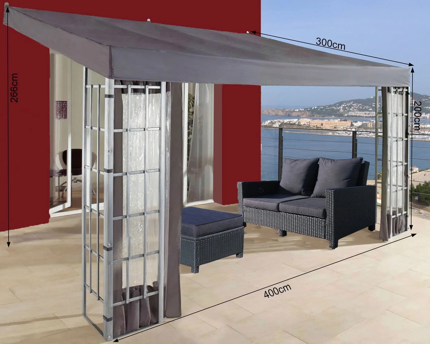 Quick Star Anbaupavillon Anthrazit Rankdesign 3x4m - Bild 4