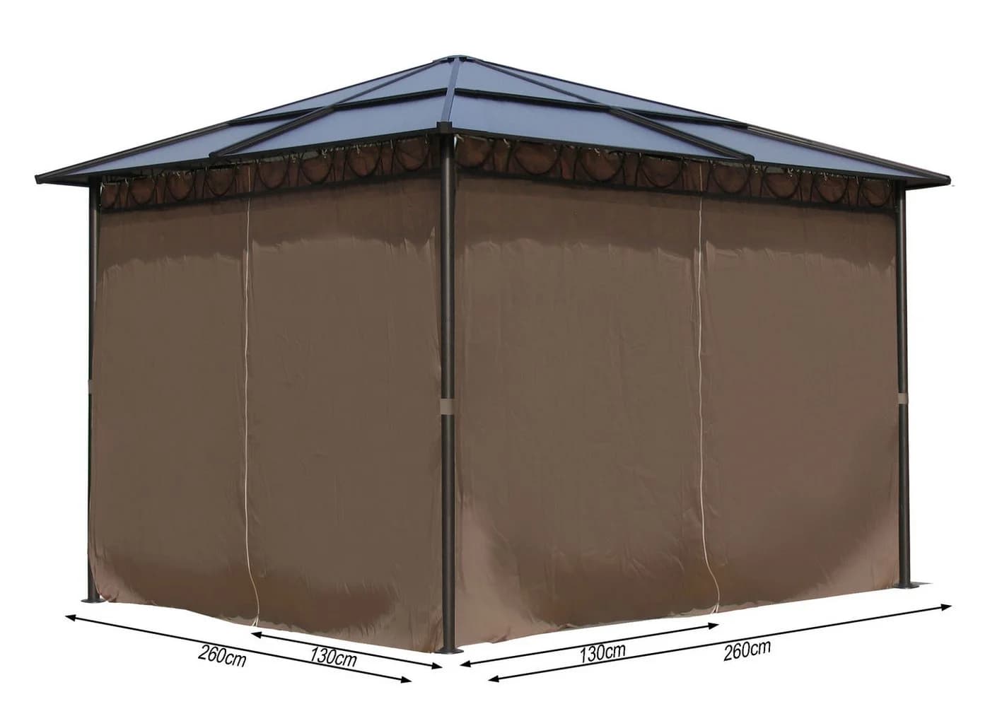 Quick Star Pavillon Seitenwand Set 3x3m, 4 Seitenteile, Beigegrau - Bild 2