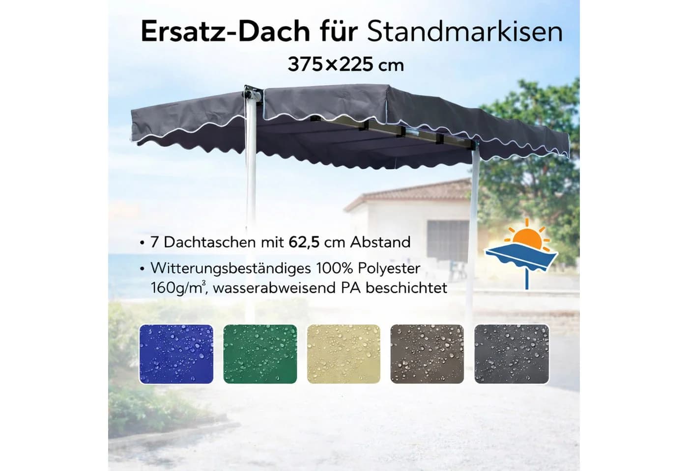 Quick Star Ersatzdach Markise Dubai Grün 375x225cm