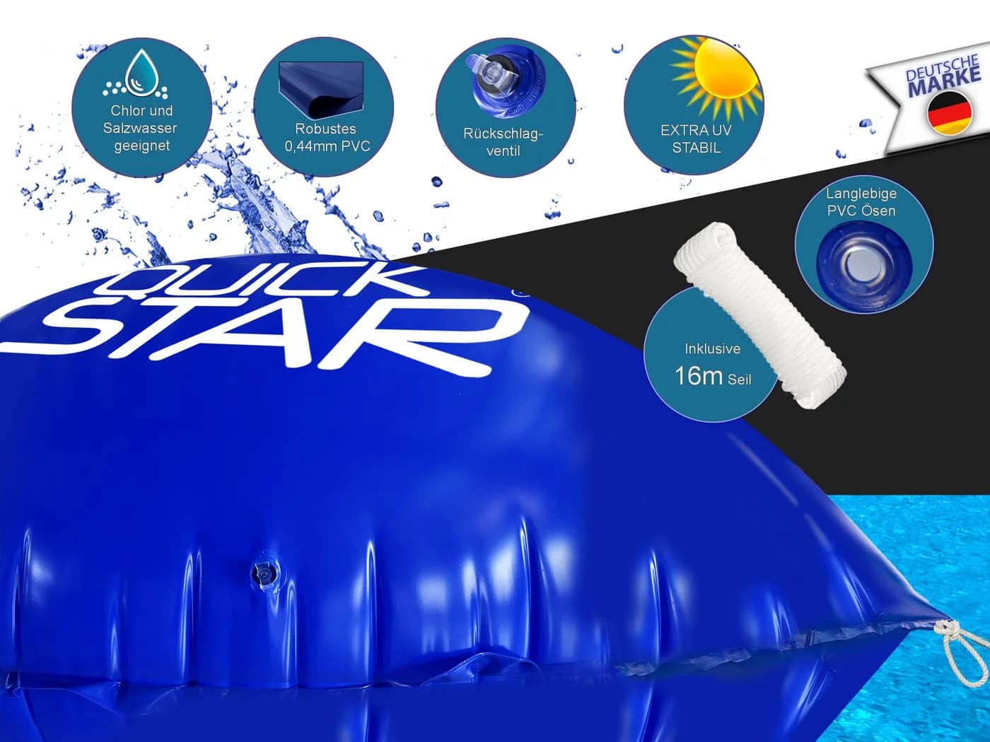 Quick Star Poolkissen PVC Blau Winter Schutz Luftkissen - Bild 4