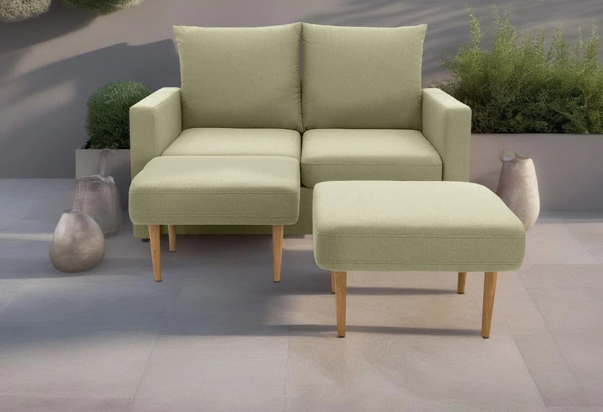 Grüner 2-Sitzer Outdoor-Sofa aus 100% Olefin