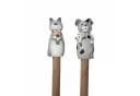 Macosa Home Dekofigur Pfostenhocker 2er Set Keramik Grau Zauntiere Bild 1