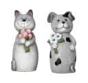 Macosa Home Dekofigur Pfostenhocker 2er Set Keramik Grau Zauntiere Bild 2