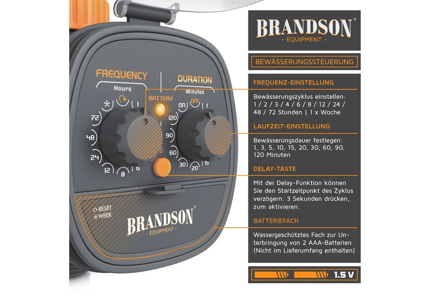 Brandson Bewässerungssteuerung Grau/Orange mit Delay-Funktion - Bild 4