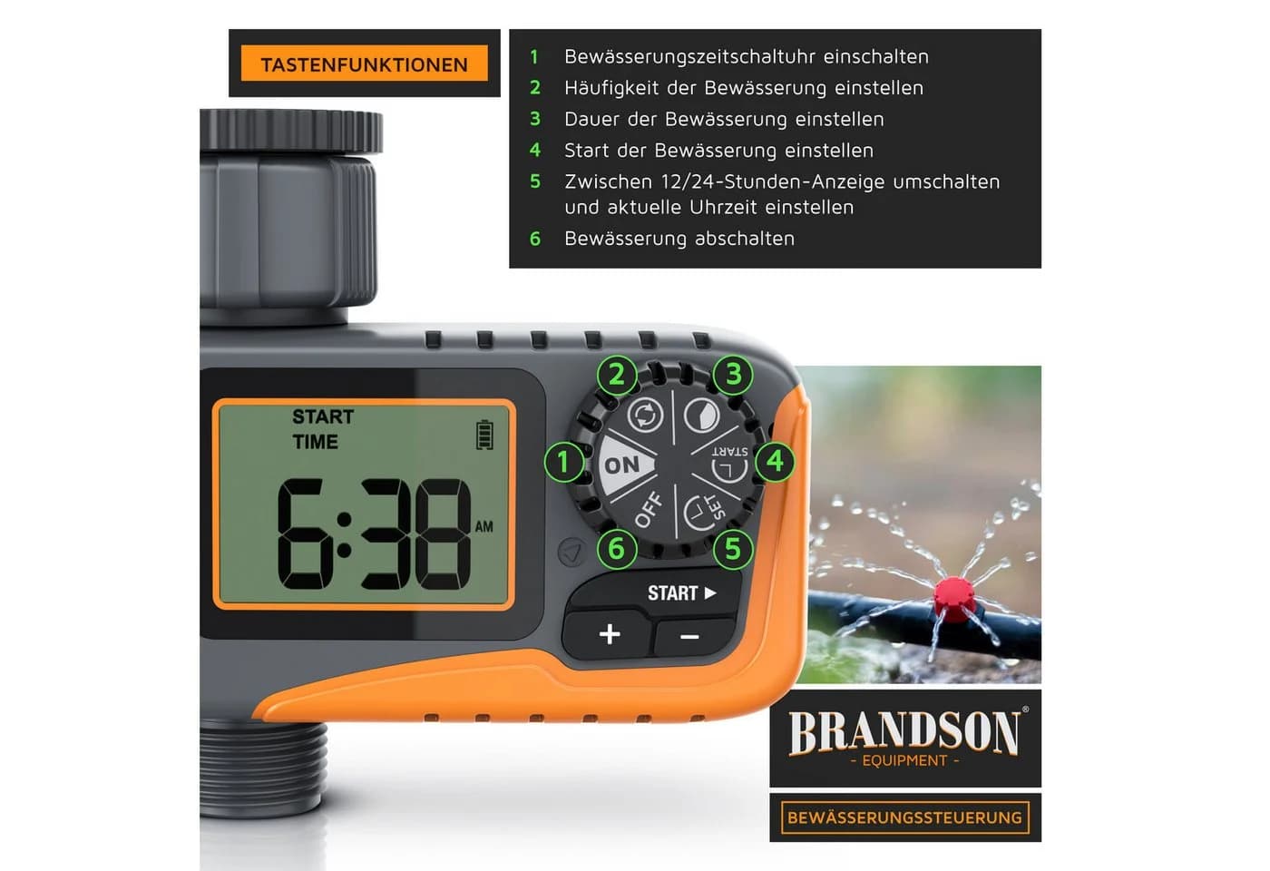 Brandson Bewässerungsuhr mit LCD Display & Drehrad - Bild 3