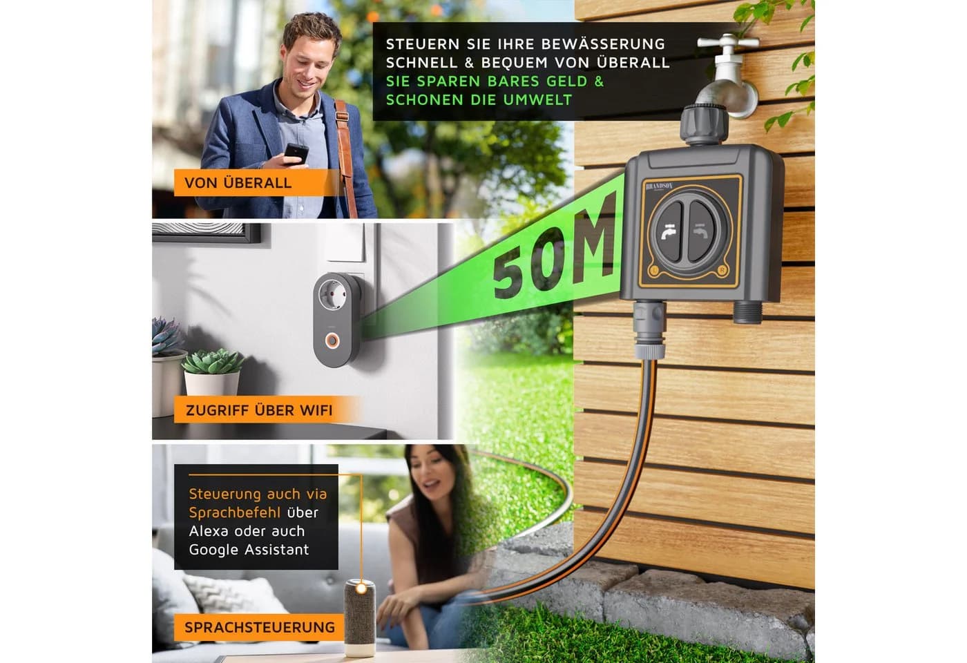 Brandson WiFi Bewässerungsuhr 2-Zonen Bewässerungscomputer mit App-Steuerung - Bild 4