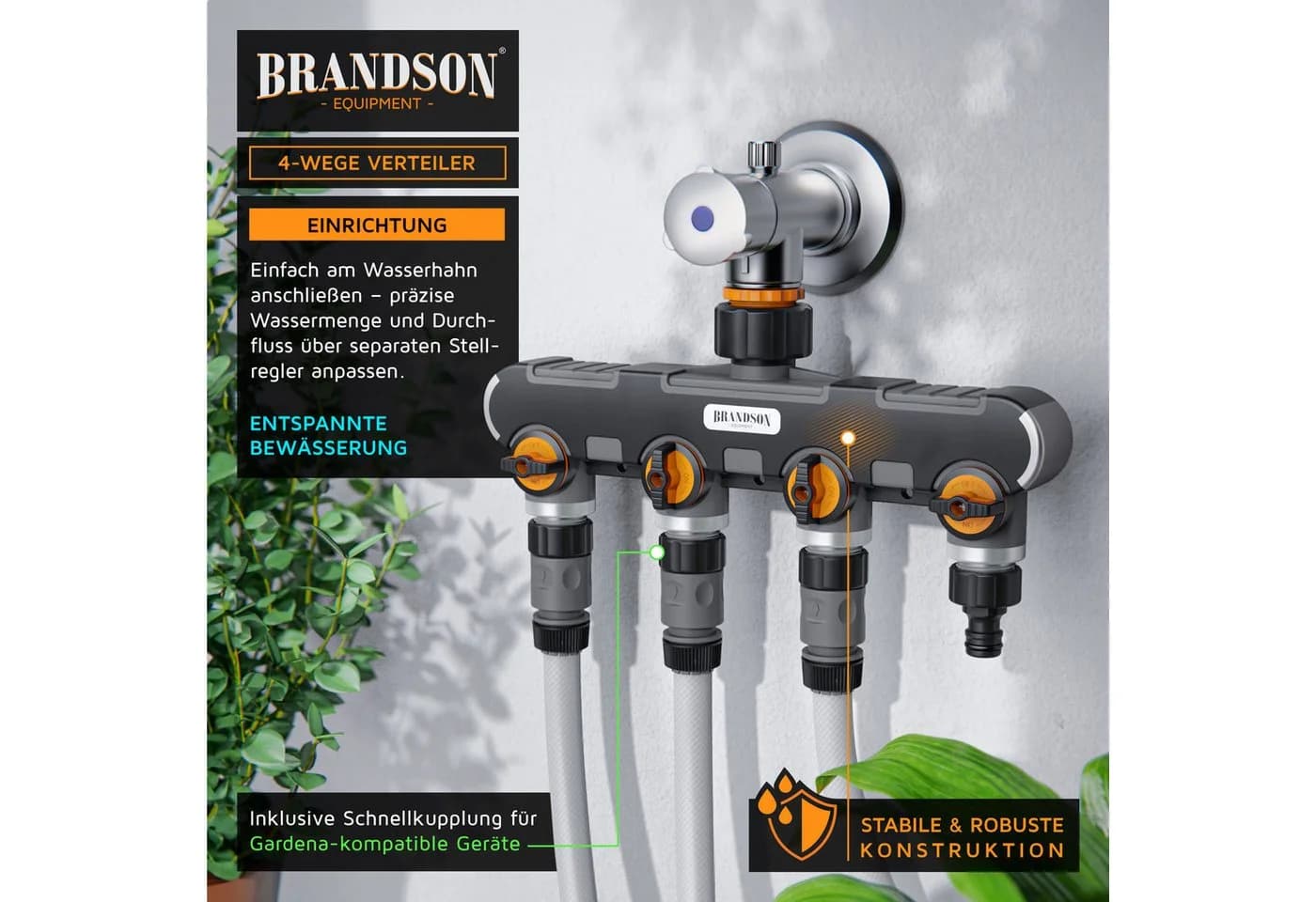 Brandson 4-Wege Wasserverteiler mit 4 regelbaren Ausgängen - Bild 3