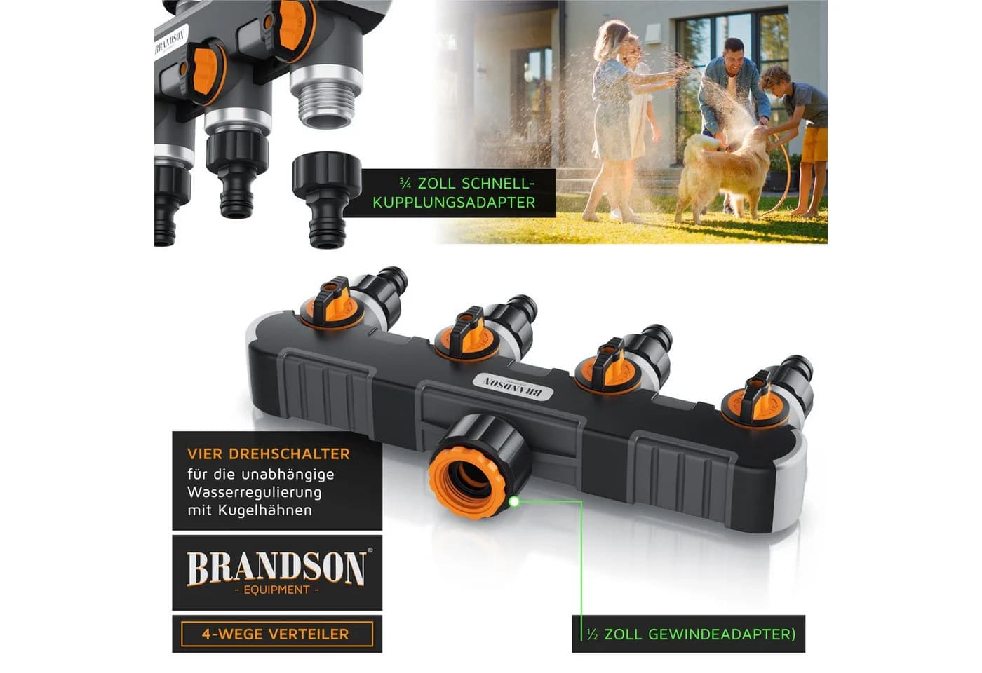 Brandson 4-Wege Wasserverteiler mit 4 regelbaren Ausgängen - Bild 4