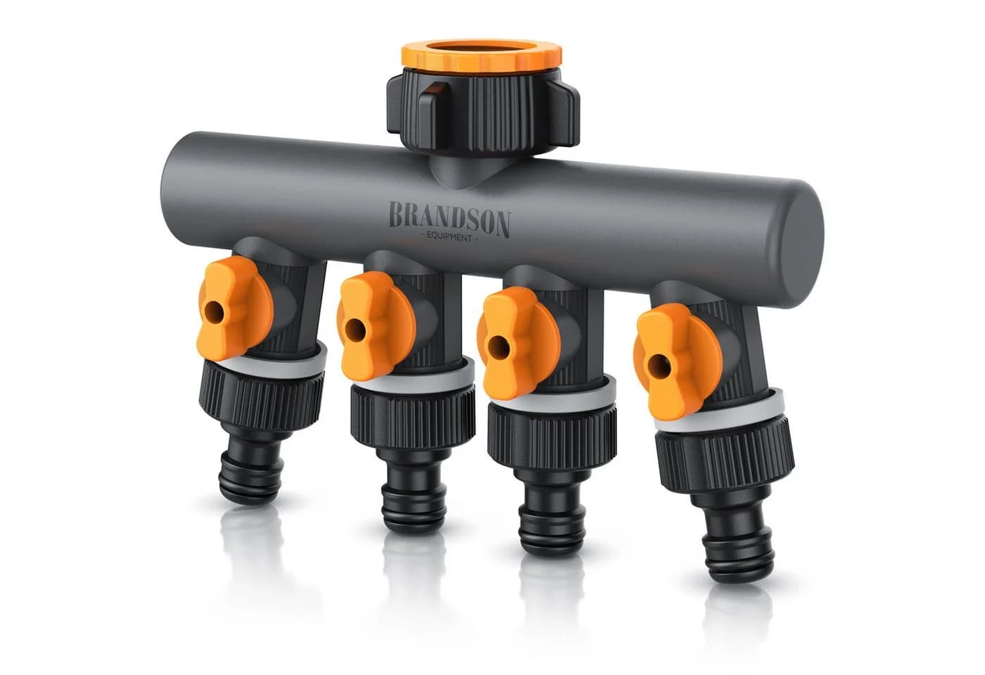 Brandson 4-Wege Wasserverteiler Schwarz/Orange mit Schnellkupplung - Bild 2