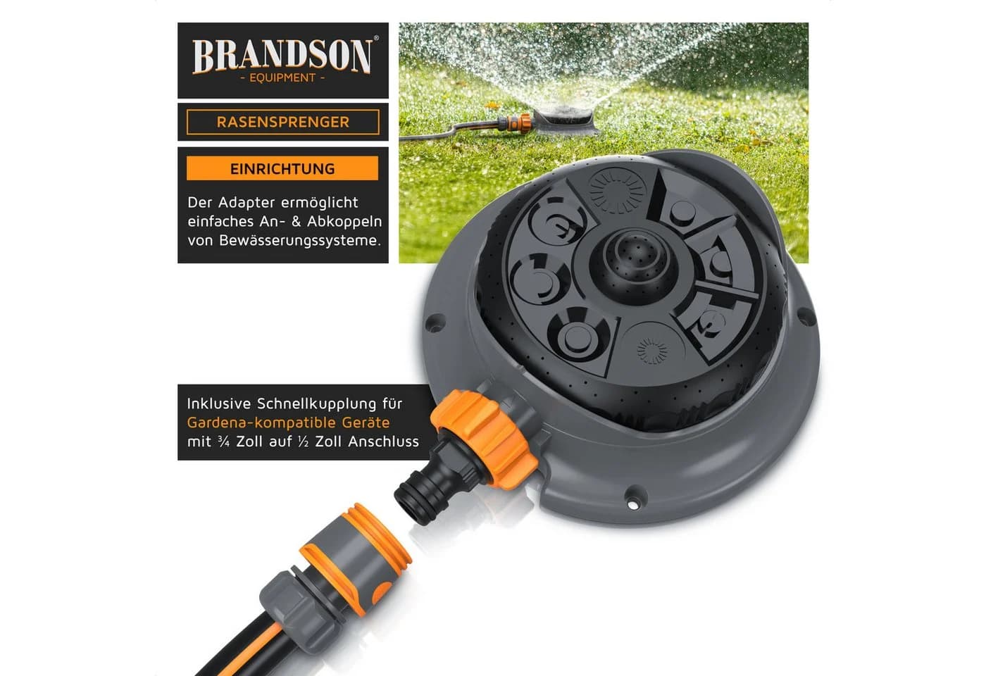 Brandson Vielflächenregner Garten Sprinkler 8 Sprühmodi 110m² - Bild 4