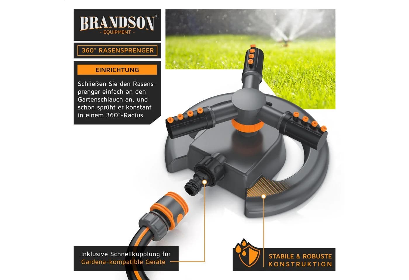 Brandson 2x Kreisregner Garten Sprinkler 360° Rasensprenger - Bild 4