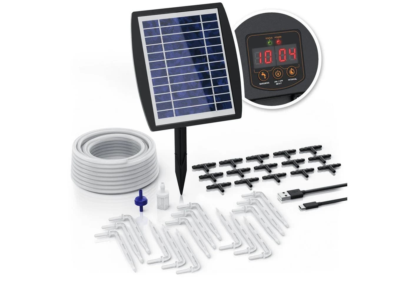 Brandson Bewässerungscomputer mit Solarpanel 35-tlg. Tropfbewässerungssystem - Bild 2