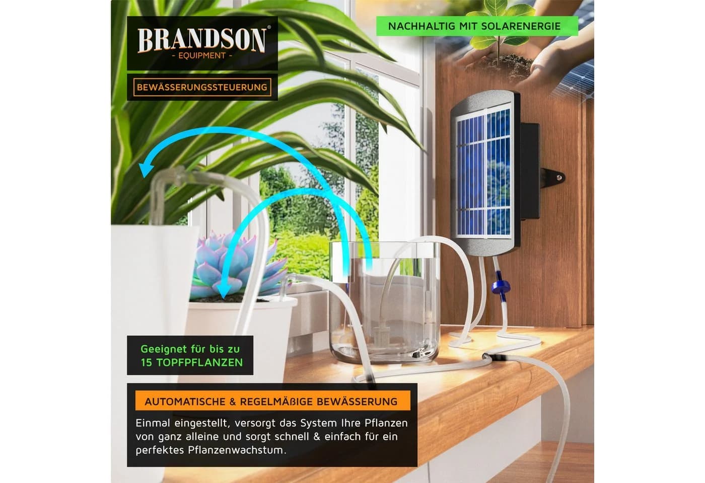 Brandson Bewässerungscomputer mit Solarpanel 35-tlg. Tropfbewässerungssystem - Bild 3