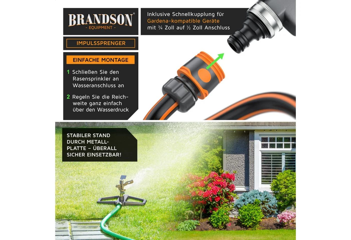 Brandson Kreisregner Vollmetall-Rasensprinkler 360° - Bild 4