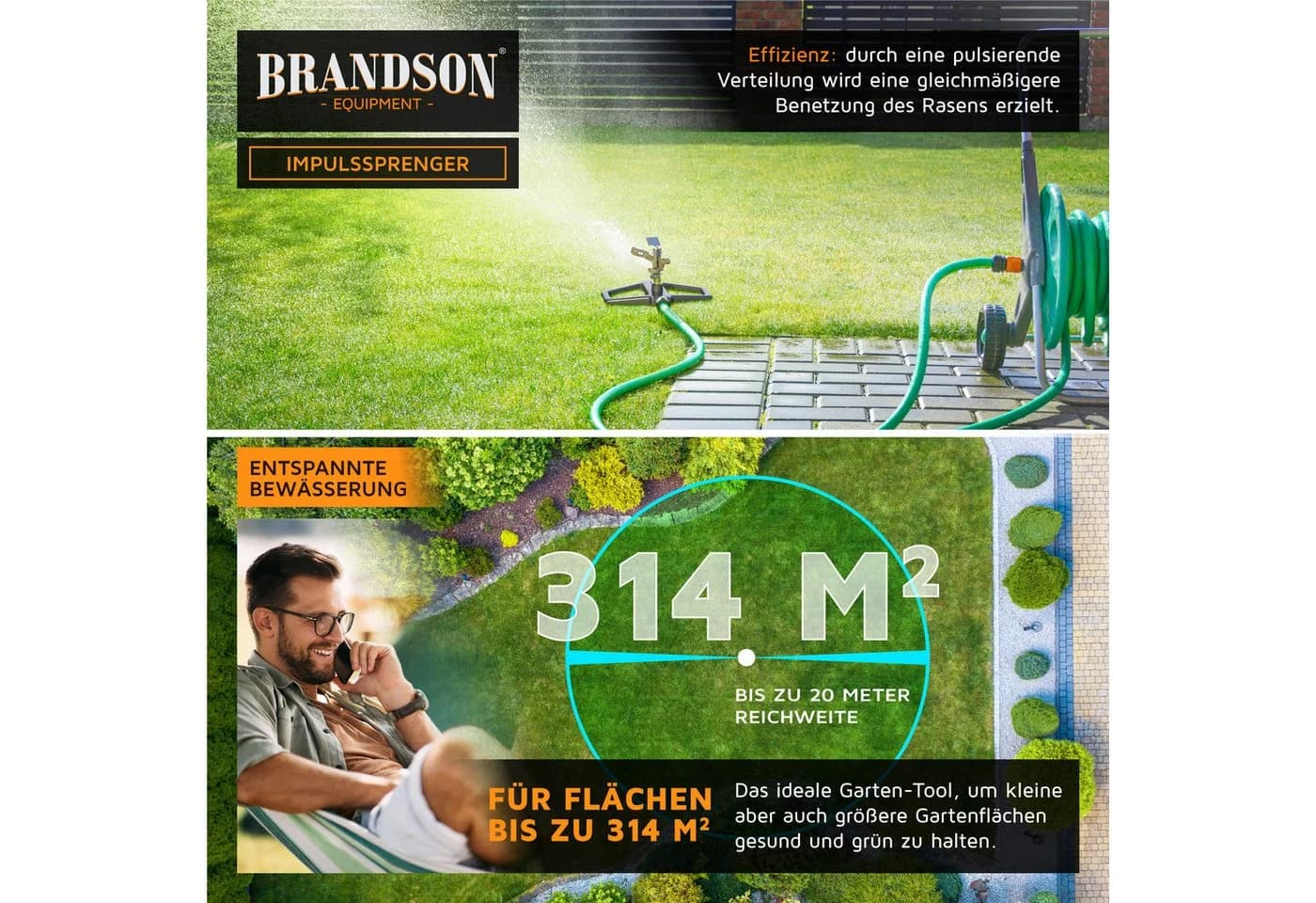 Brandson Kreisregner Vollmetall-Rasensprinkler 360° - Bild 5