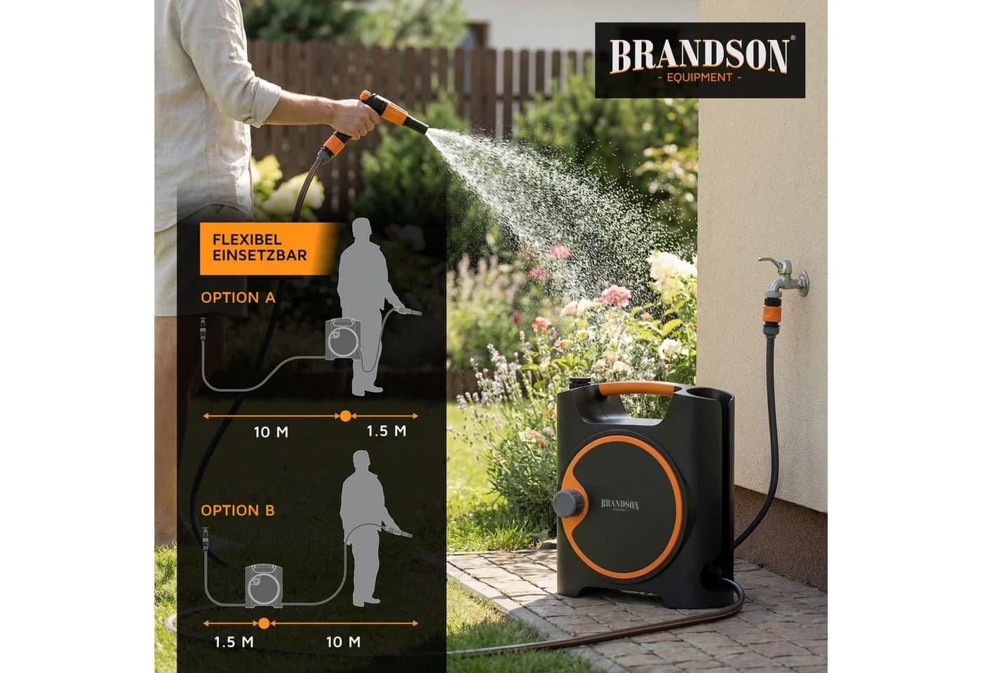 Brandson Wandschlauchbox 10m mit Handkurbel und Schnellkupplung - Bild 3
