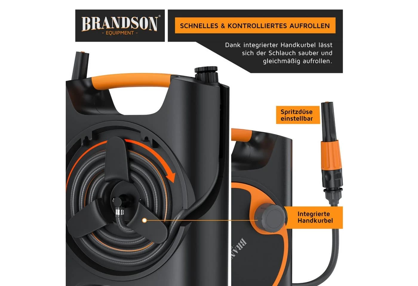 Brandson Wandschlauchbox 10m mit Handkurbel und Schnellkupplung - Bild 4