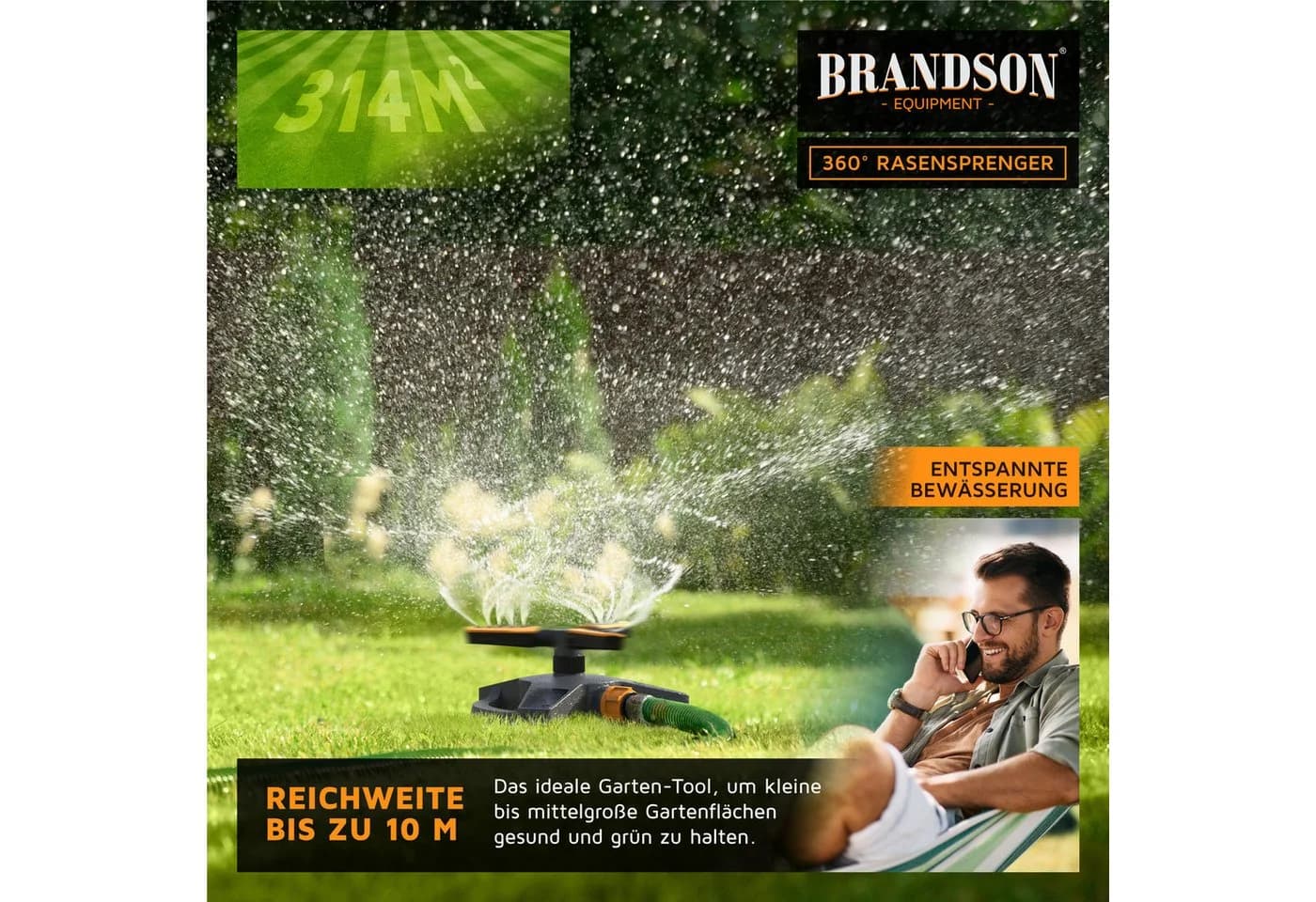 Brandson Kreisregner Garten Sprinkler 360° Rasensprenger rotierend rot - Bild 5