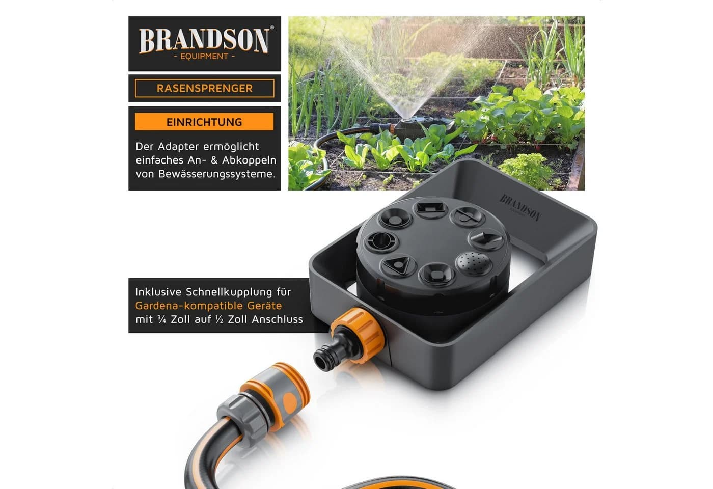 Brandson Vielflächenregner Garten Sprinkler 8 Sprühmodi 110m² - Bild 3