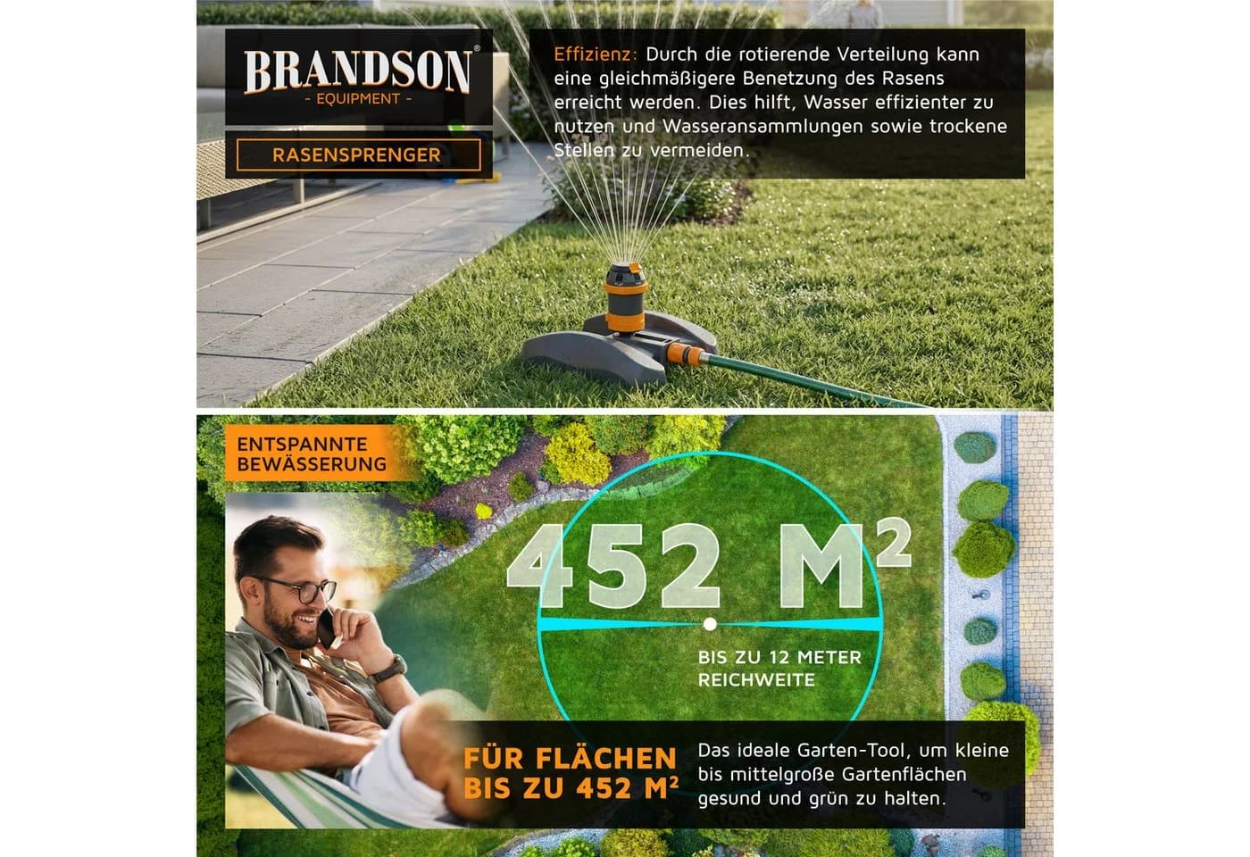 Brandson Vielflächenregner Garten Sprinkler 360° Rasensprenger - Bild 3