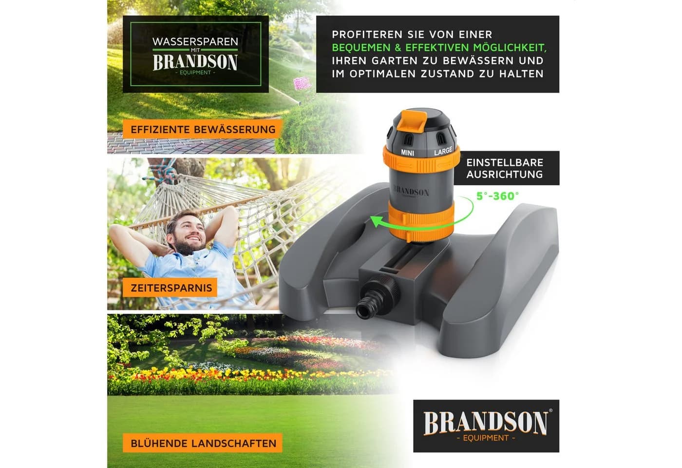 Brandson Vielflächenregner Garten Sprinkler 360° Rasensprenger - Bild 5