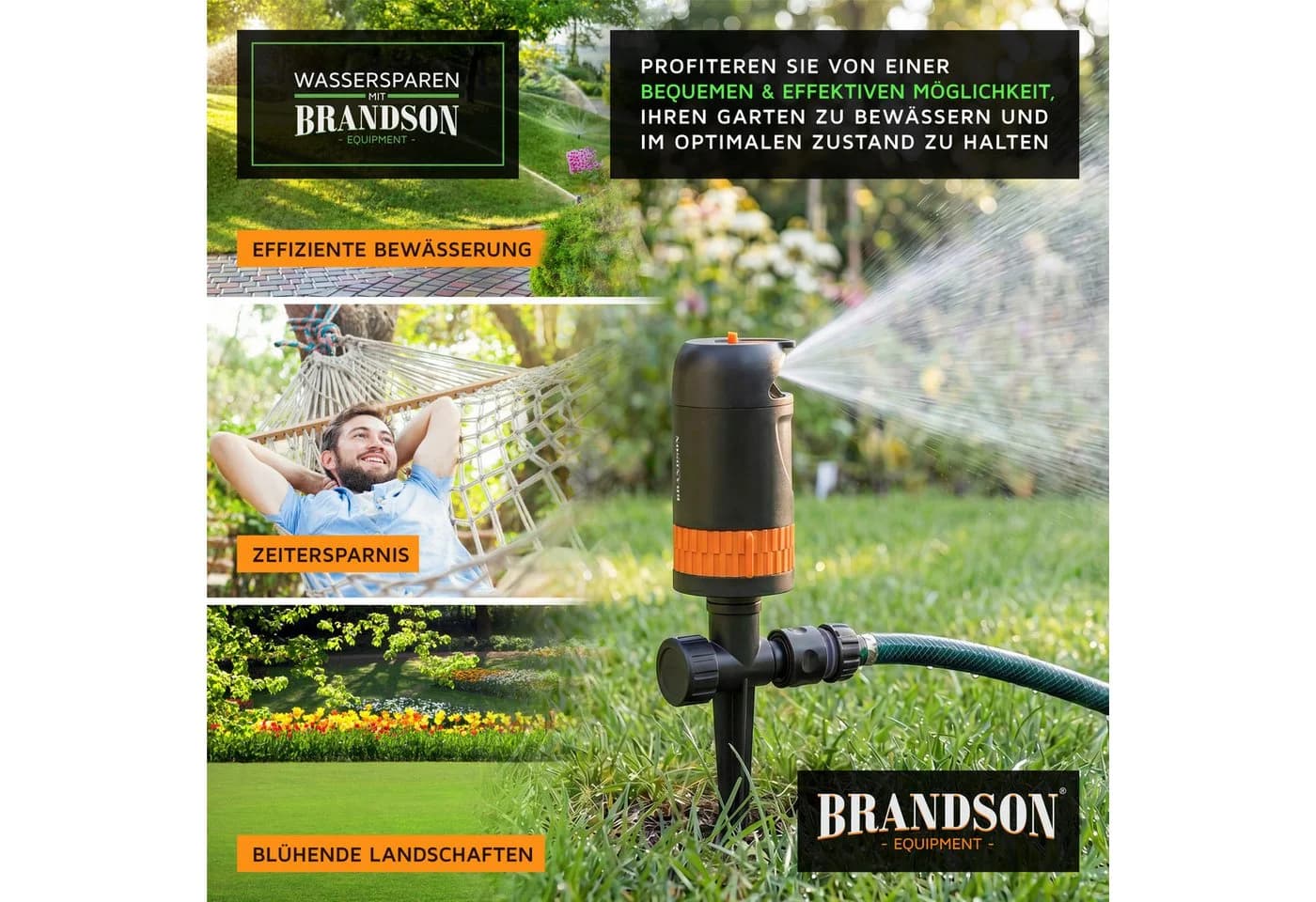 Brandson Rasensprinkler 360° Oszillation 12m Reichweite - Bild 5