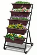 BIGTREE Hochbeet Pflanzentreppe 5-stufig Braun mit Rollen Bild 2