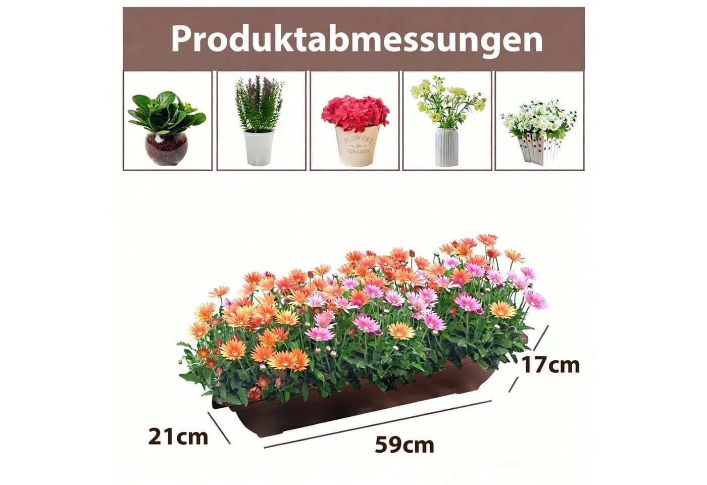 BIGTREE Hochbeet Pflanzentreppe 5-stufig Braun mit Rollen - Bild 3