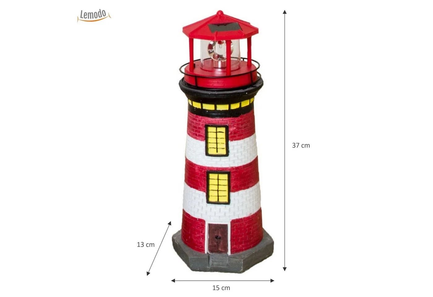 Lemodo Solar-Leuchtturm Dekofigur mit rotierender Beleuchtung
