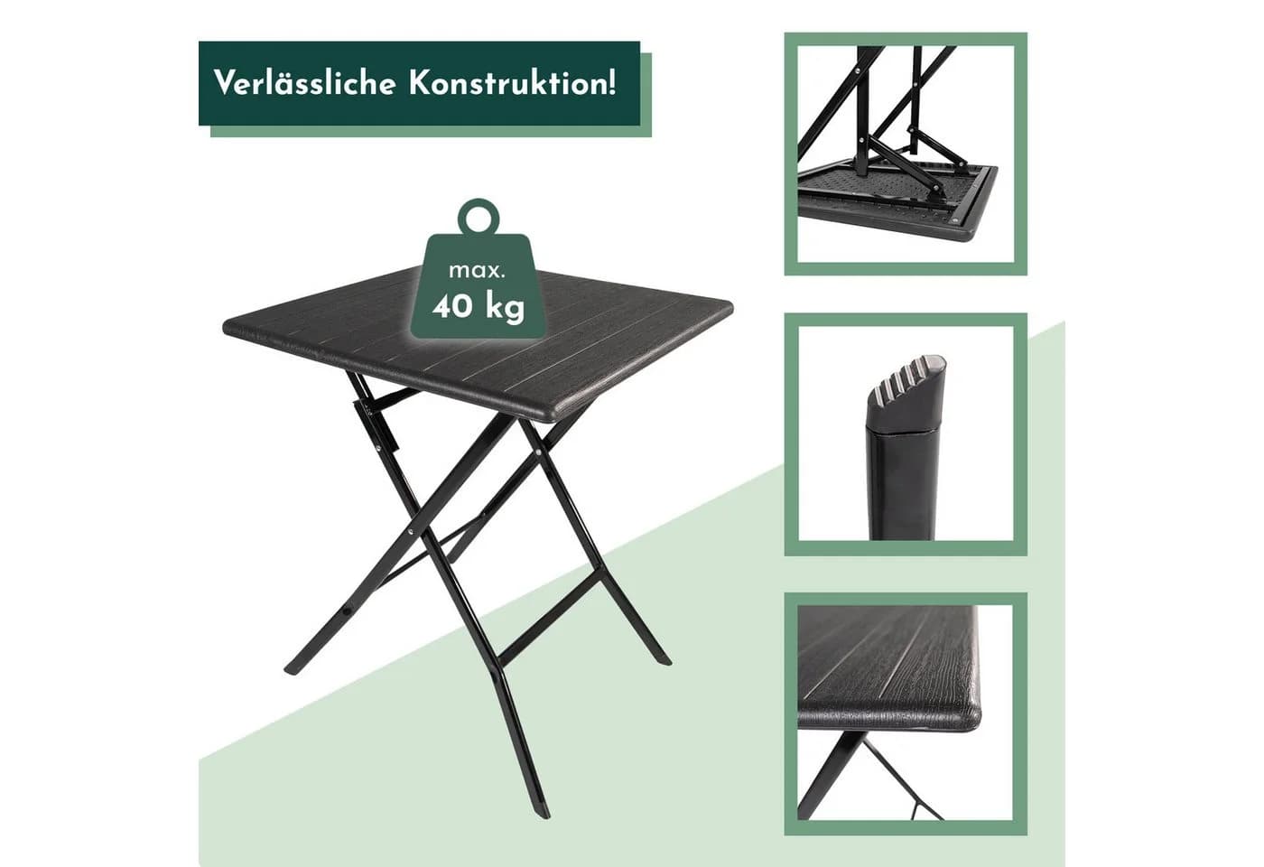Lemodo Klapptisch Balkontisch mit Kunststoff-Platte in Holz-Optik - Bild 3
