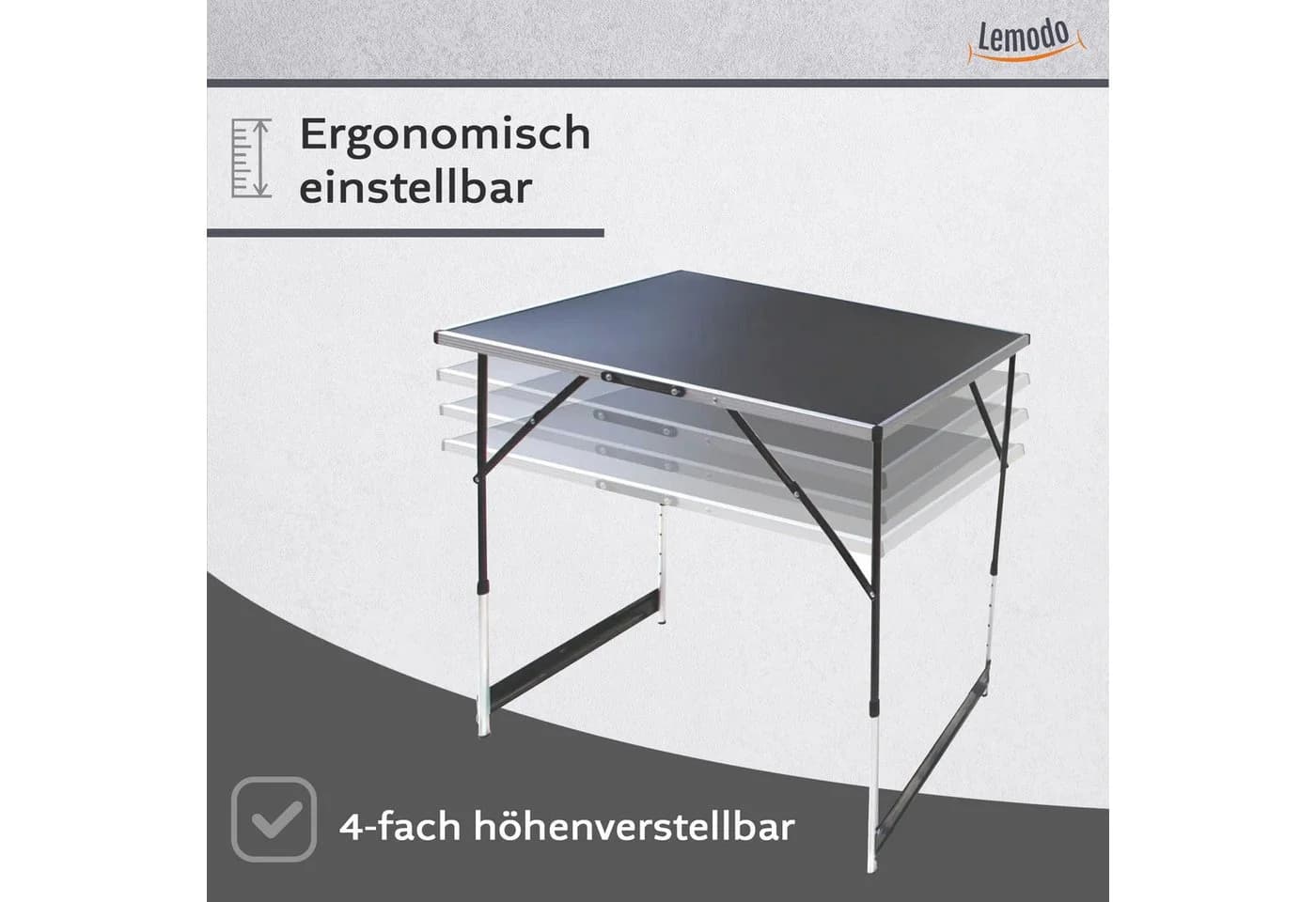 Lemodo 3-teiliger Klapp-Tisch höhenverstellbar schwarz/silber - Bild 3