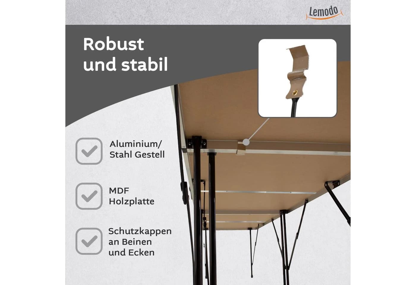 Lemodo 3-teiliger Klapp-Tisch höhenverstellbar schwarz/silber - Bild 5