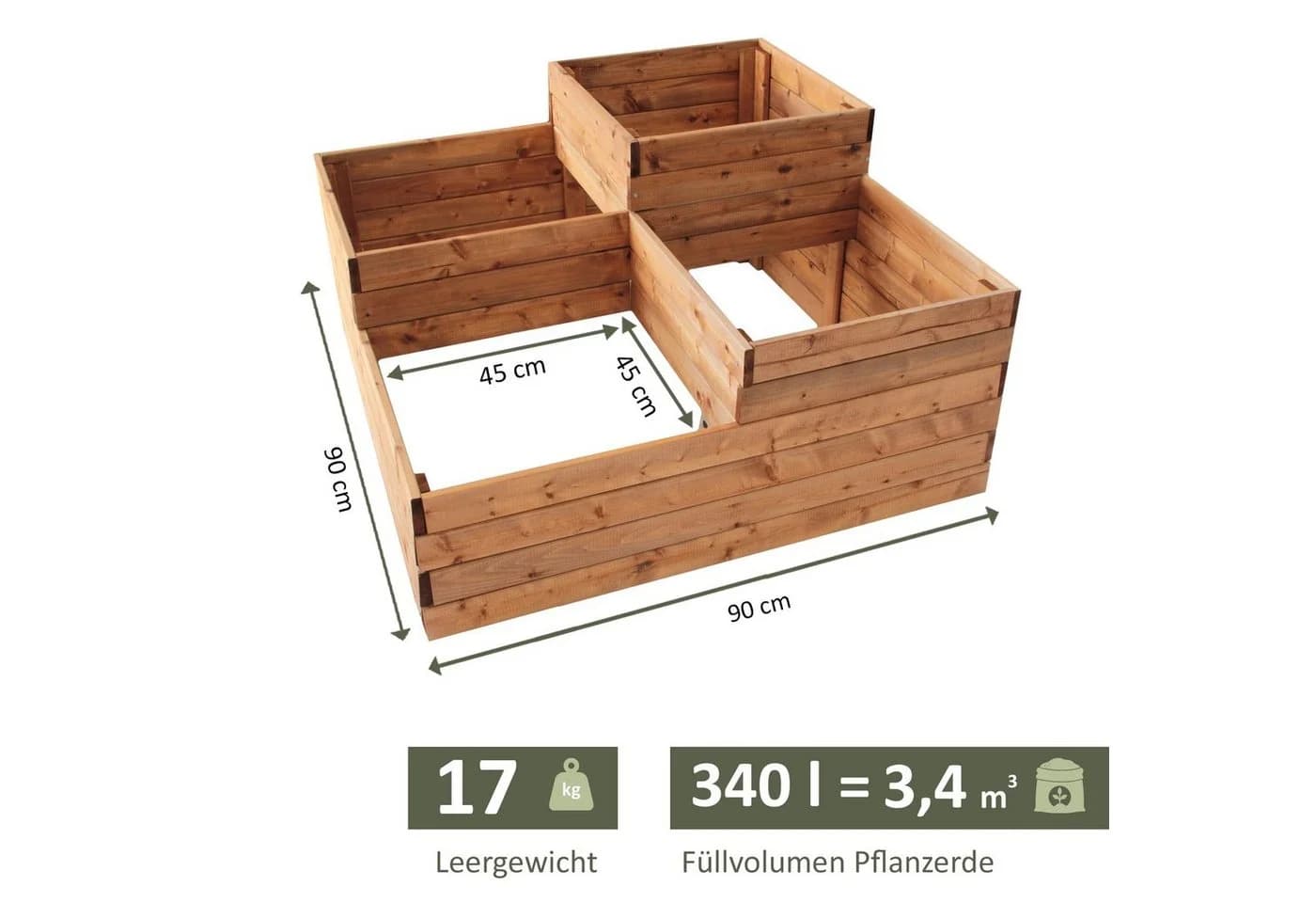 NATIV Pflanzentreppe Pflanzkasten 4 Fächer Braun Holz - Bild 3