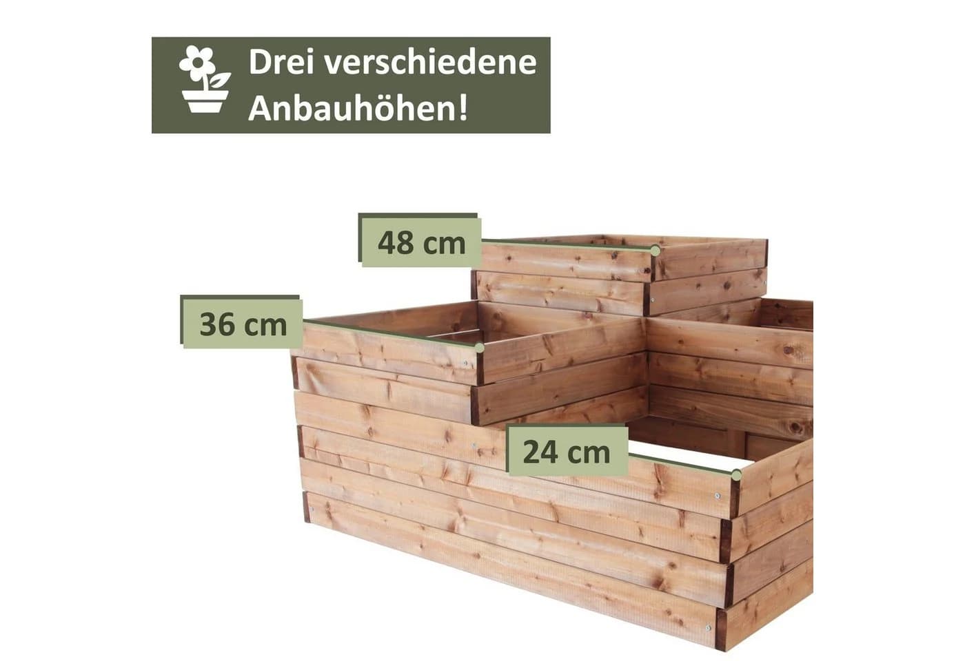 NATIV Pflanzentreppe Pflanzkasten 4 Fächer Braun Holz - Bild 4