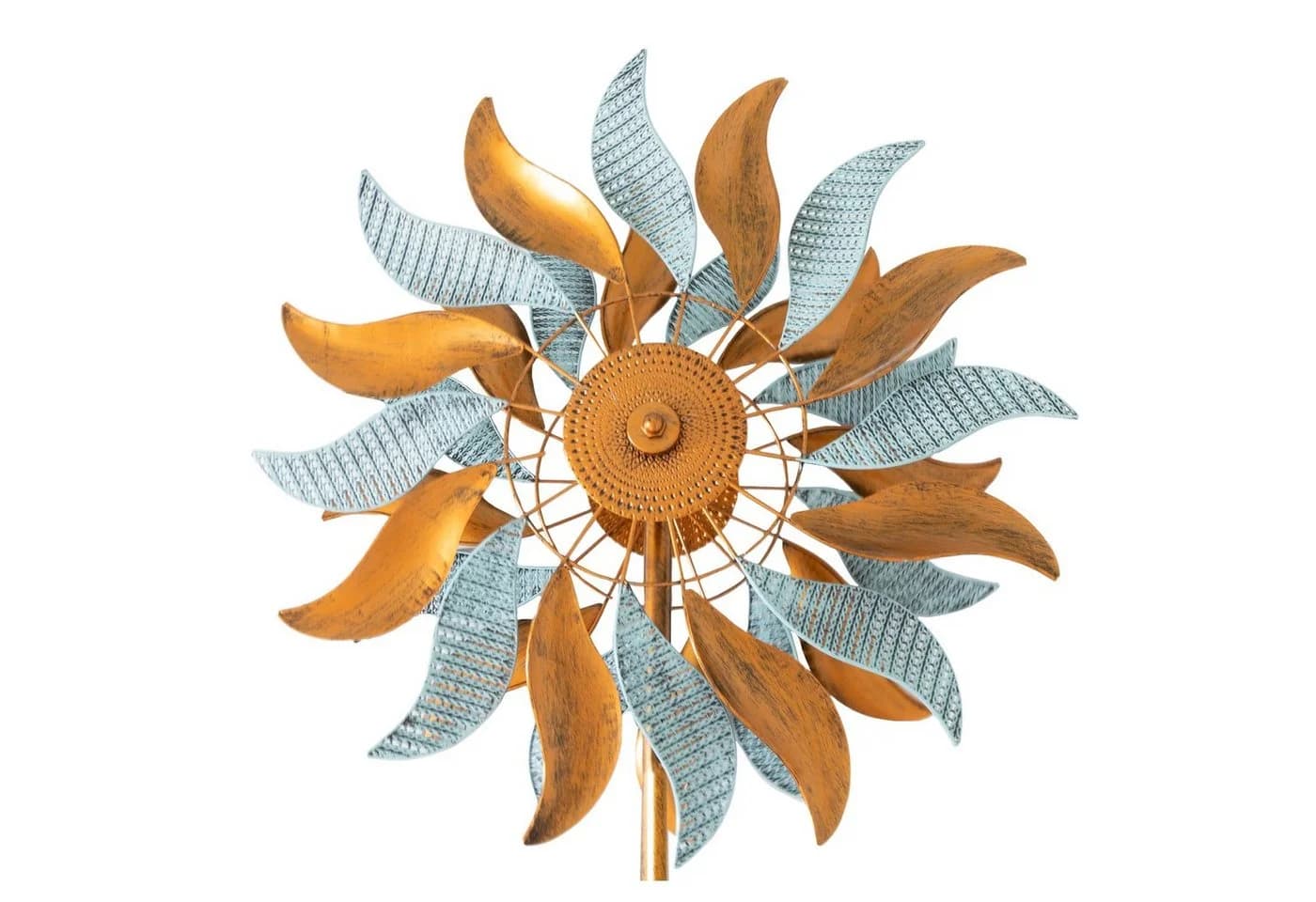 Lemodo Windrad Fire Flower Metall Antik Blau Braun - Bild 2