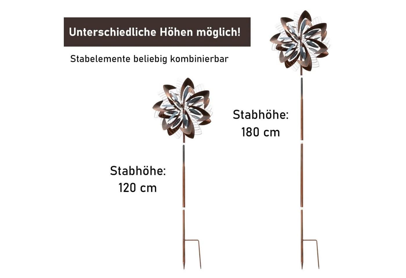 Lemodo Windrad Dandelion Metall Antikblau Antikbraun - Bild 3