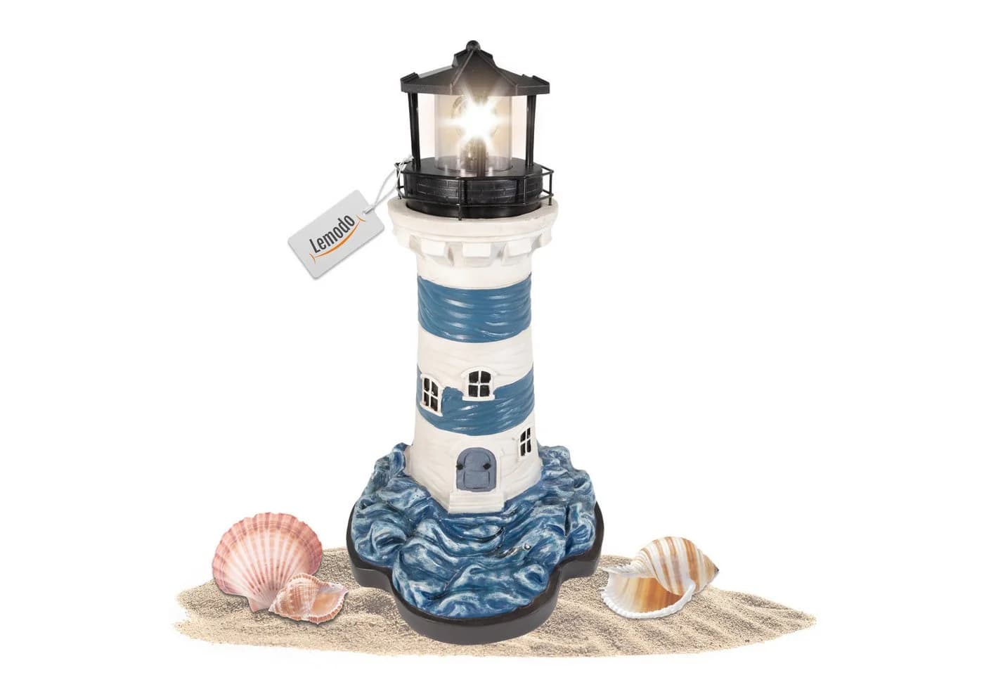 Lemodo Solar-Leuchtturm mit LED-Feuer blau-weiß - Bild 2
