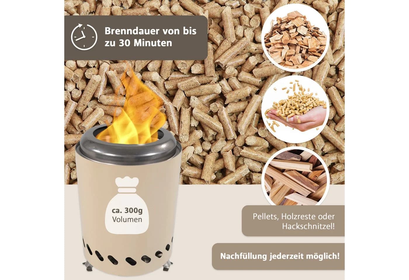 Lemodo Echtfeuer-Dekokamin Tischkamin mit Pellets
