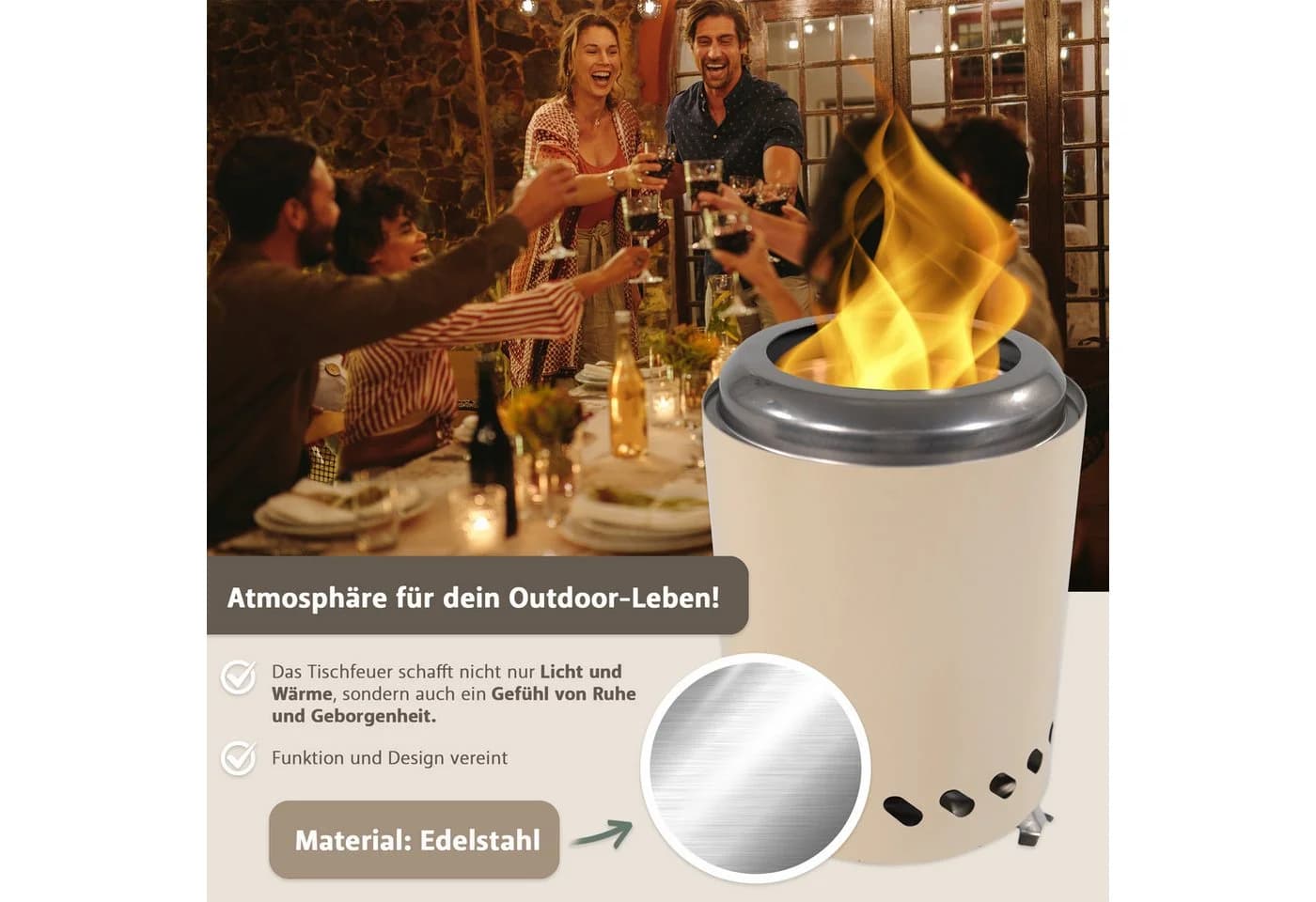 Lemodo Echtfeuer-Dekokamin Tischkamin mit Pellets - Bild 5