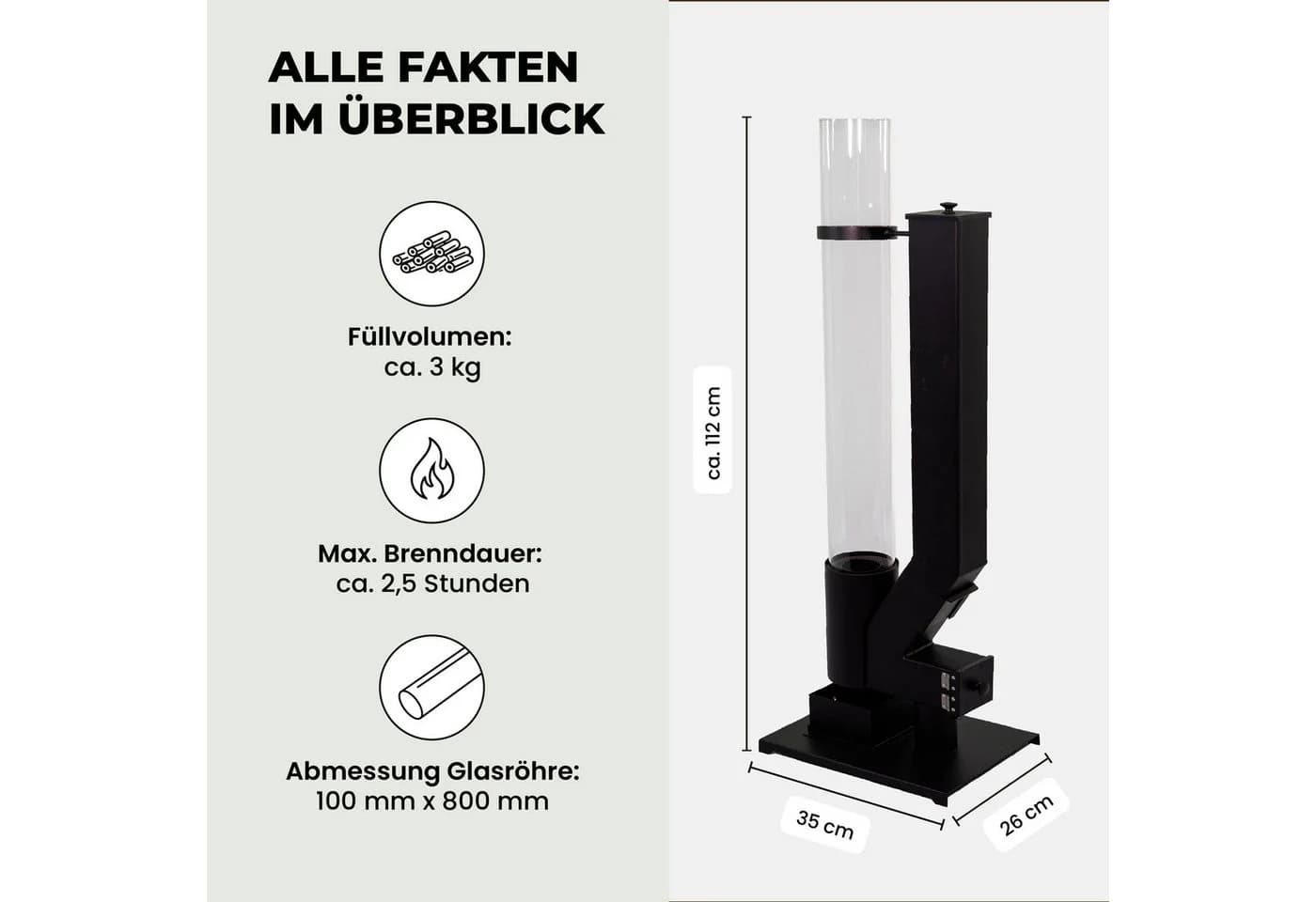Lemodo Pelletfackel CORE mit Glasröhre Schwarz
