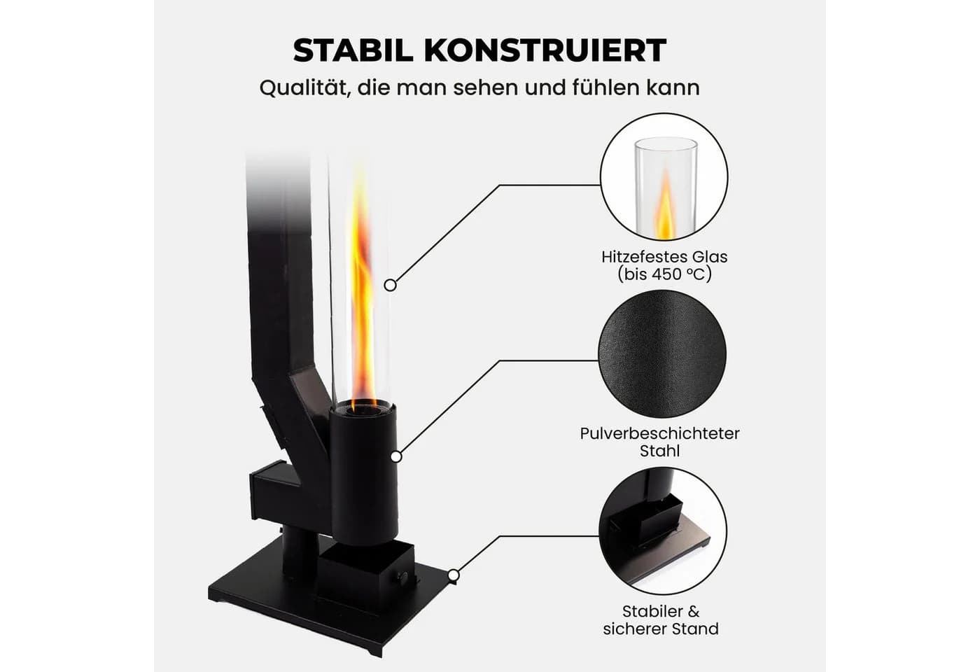 Lemodo Pelletfackel CORE mit Glasröhre Schwarz - Bild 4