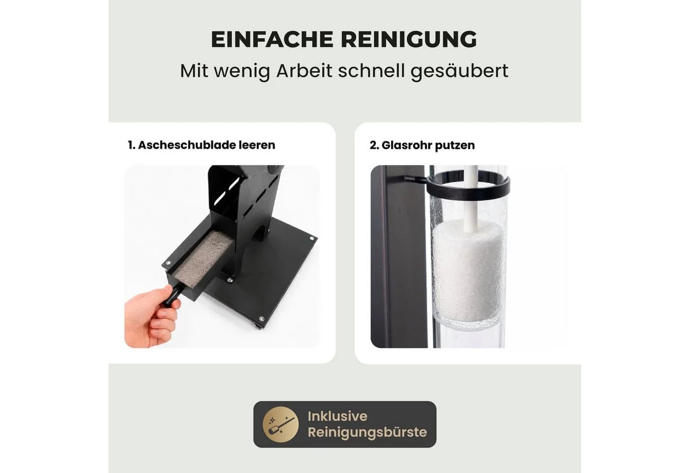Lemodo Heizstrahler Pelletfackel Feuersäule Outdoor mit Glasröhre Schwarz - Bild 5