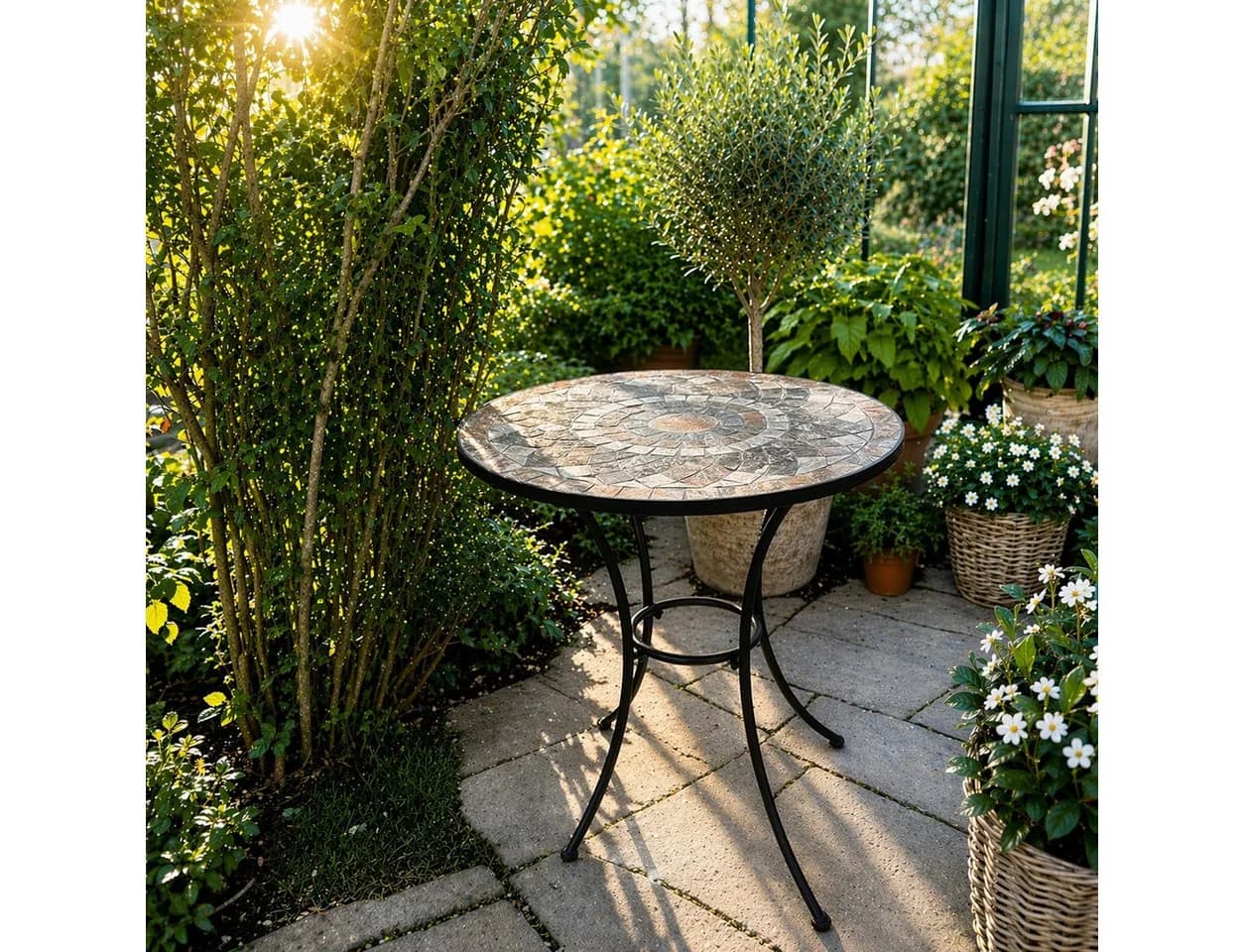K&L Wall Art Gartentisch Mosaik Naturstein 60cm - Bild 3
