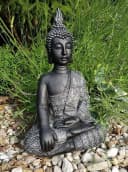 K&L Wall Art Buddhafigur Thai Buddha Statue Kunststein Schwarz Bild 1
