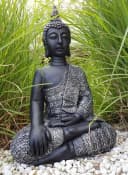 K&L Wall Art Buddhafigur Thai Buddha Statue Kunststein Schwarz Bild 3