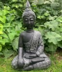 K&L Wall Art Buddhafigur Thai Buddha Statue Kunststein Schwarz Bild 4