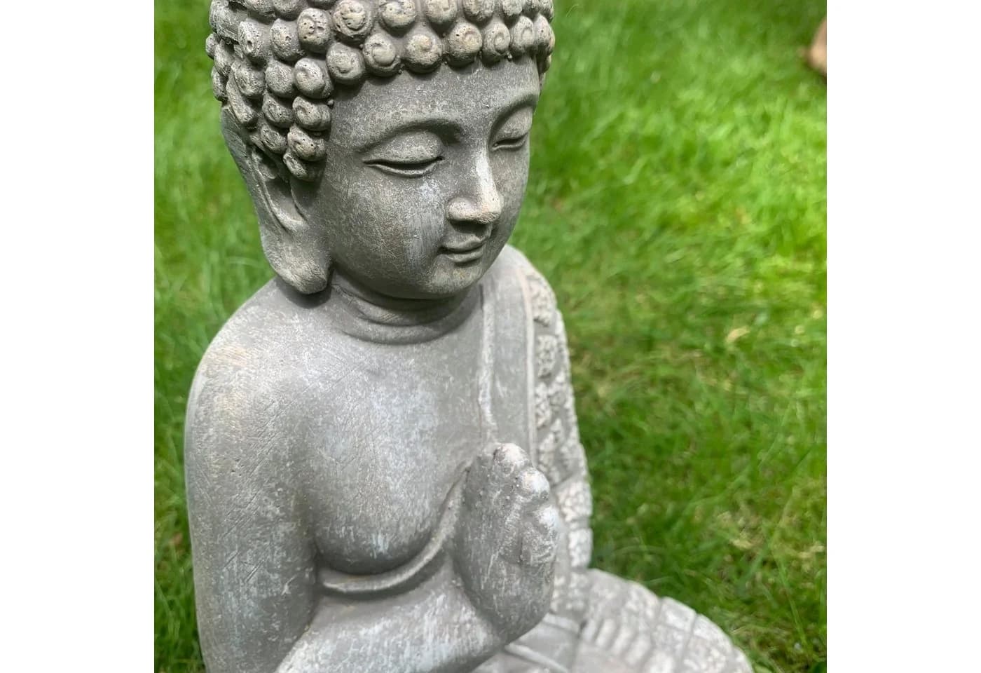K&L Wall Art Buddha Statue Kunststein Grau Feng Shui Deko - Bild 2